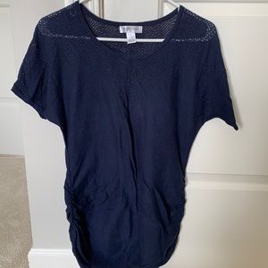 Navy Pointelle Top Sweater